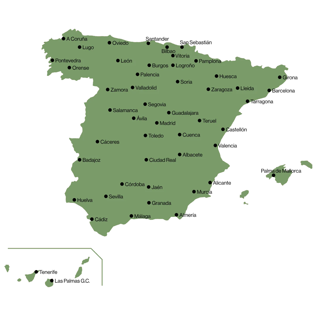 Mapa cobertura SGP - 431 partidos judiciales España
